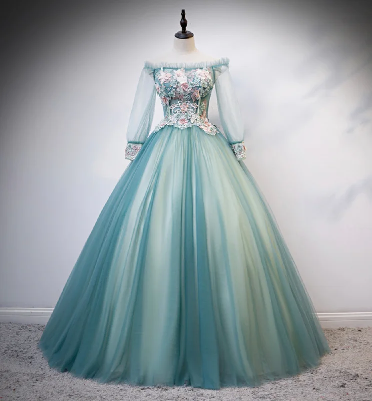 Green tulle lace long ball gown dress formal dress s107 White Tulle Dress