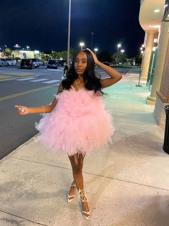 Pink Tulle Birthday Outfit Short Homecoming Dress Y326 Tulle Dress Trendy