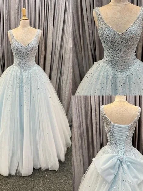 Princess Light Blue Tulle Ball Gown prom dress S26929 Casual Tulle Dress