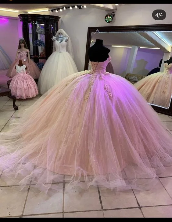 Sweetheart Pink Tulle Princess Dress Pink Ball Gown Y579 Tulle Evening Dress